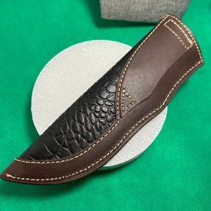 Custom Knife Sheath. Cowhide leather with belt loop. Approx 9" long. (473)